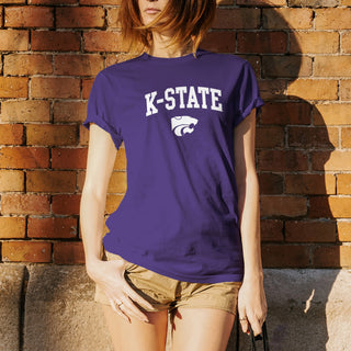 Kansas State University Wildcats Arch Logo Cotton T-Shirt - Purple