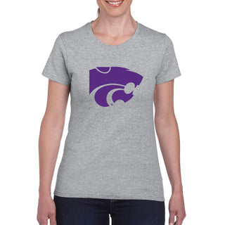 Kansas State University Wildcats Primary Logo Cotton Women's T-Shirt - Sport Grey