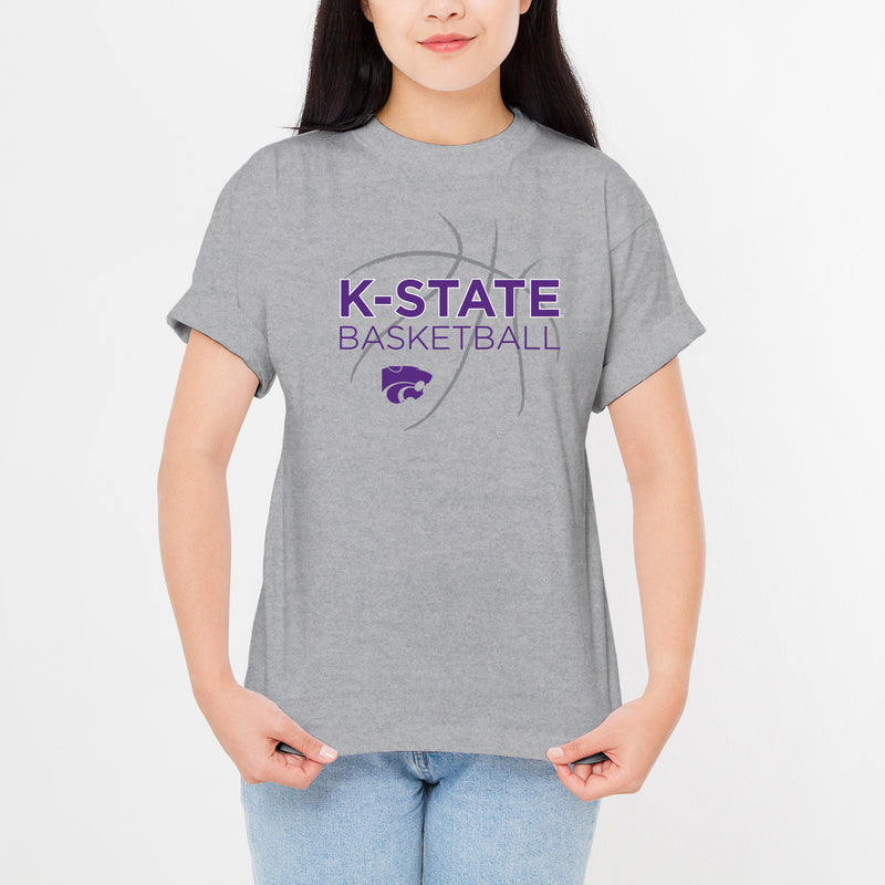 Kansas State Wildcats Basketball Sketch T Shirt - Sport Grey