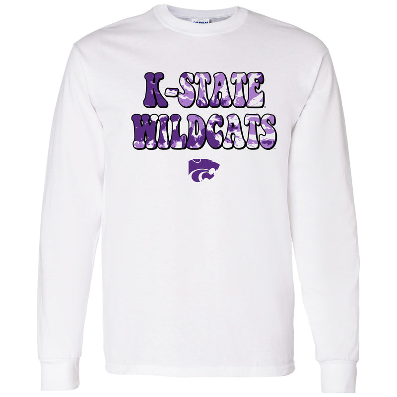 Kansas State Tie Dye Type Long Sleeve - White