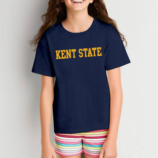 Kent State University Golden Flashes Basic Block Youth Short Sleeve T Shirt - Navy