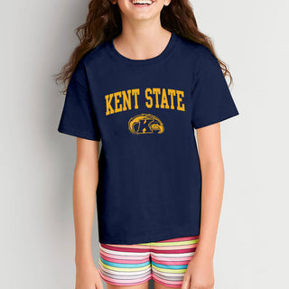 Kent State University Golden Flashes Arch Logo Youth Short Sleeve T Shirt - Navy