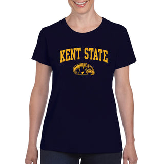 Kent State University Golden Flashes Arch Logo Womens Short Sleeve T Shirt - Navy