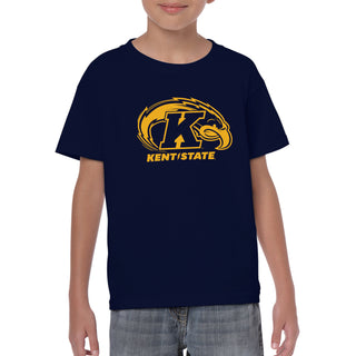 Kent State University Golden Flashes Primary Logo Youth Short Sleeve T Shirt - Navy