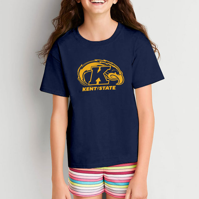 Kent State University Golden Flashes Primary Logo Youth Short Sleeve T Shirt - Navy