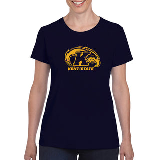 Kent State University Golden Flashes Primary Logo Womens Short Sleeve T Shirt - Navy