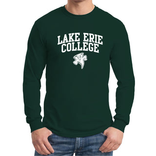 Lake Erie College Storm Arch Logo Long Sleeve T Shirt - Forest