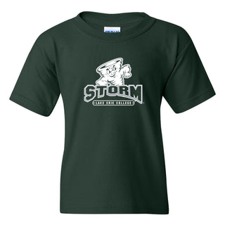 Lake Erie College Storm Primary Logo Youth Short Sleeve T Shirt - Forest