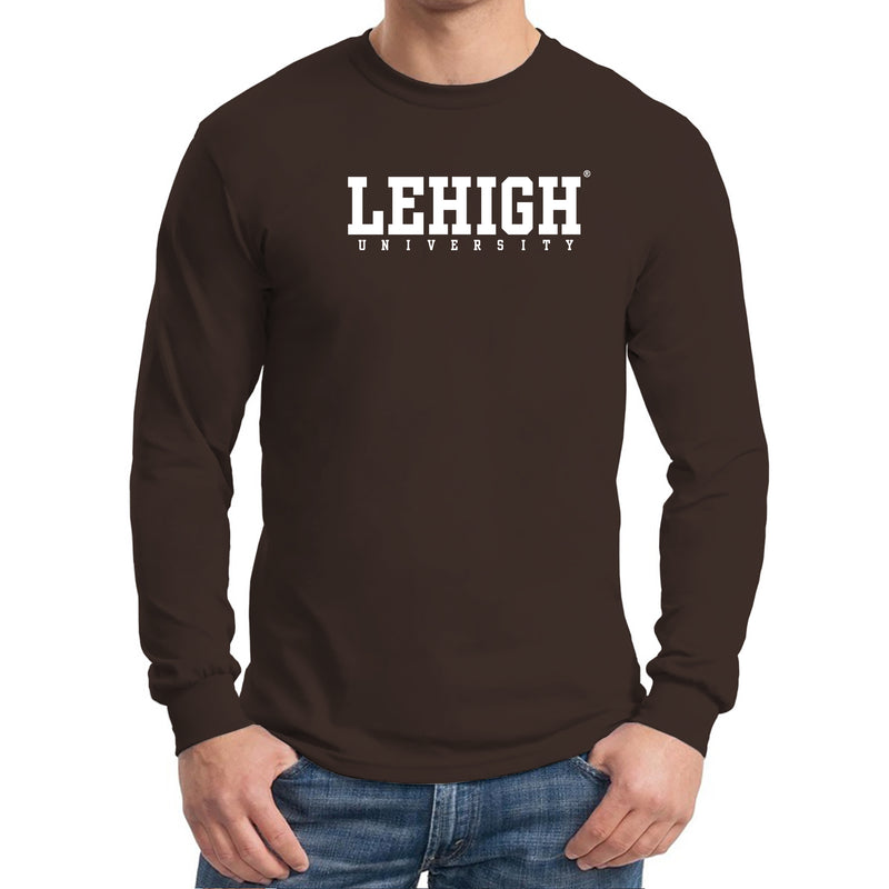 Lehigh University Mountain Hawks Basic Block Long Sleeve T-Shirt - Dark Chocolate