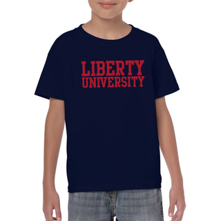 Liberty University Flames Basic Block Youth T Shirt - Navy