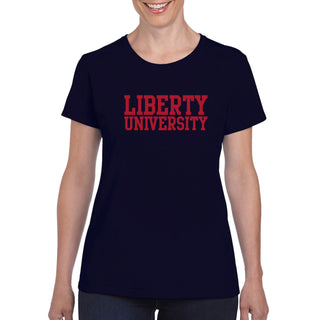 Liberty University Flames Basic Block Women's T Shirt - Navy