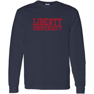 Liberty University Flames Basic Block Long Sleeve T Shirt - Navy