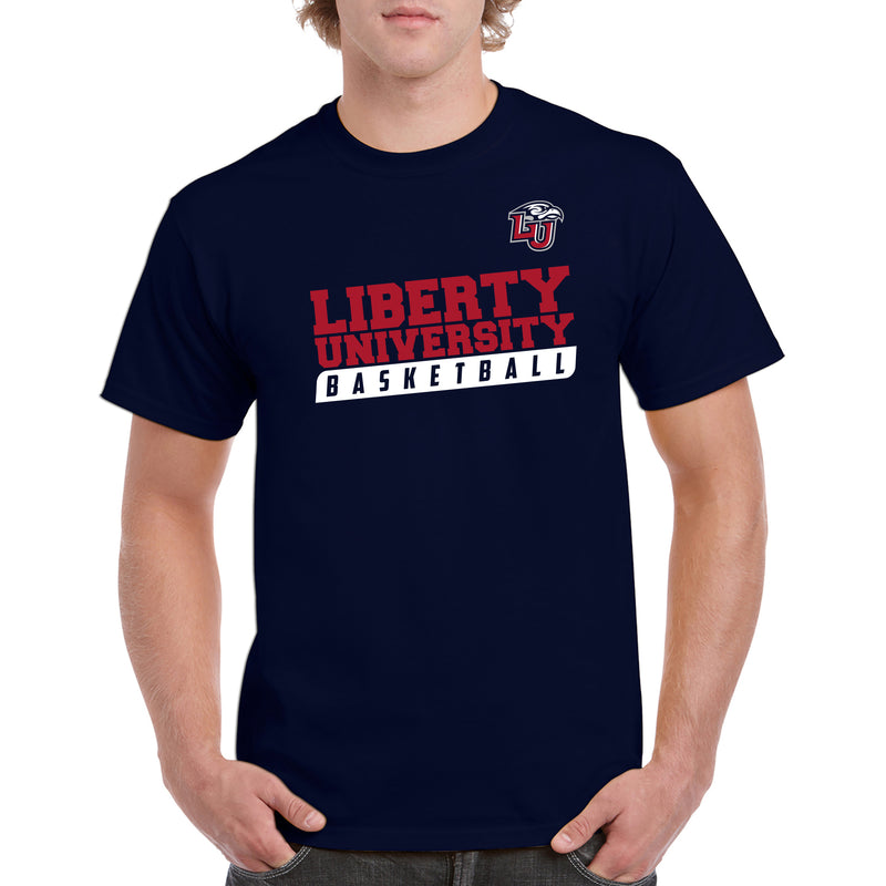 Liberty University Flames Basketball Slant T Shirt - Navy