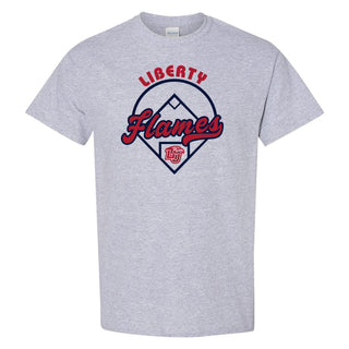 Liberty University Flames Baseball Field T Shirt - Sport Grey