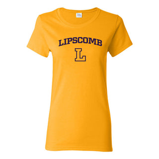 Lipscomb University Bisons Arch Logo Women's Short Sleeve T Shirt - Gold