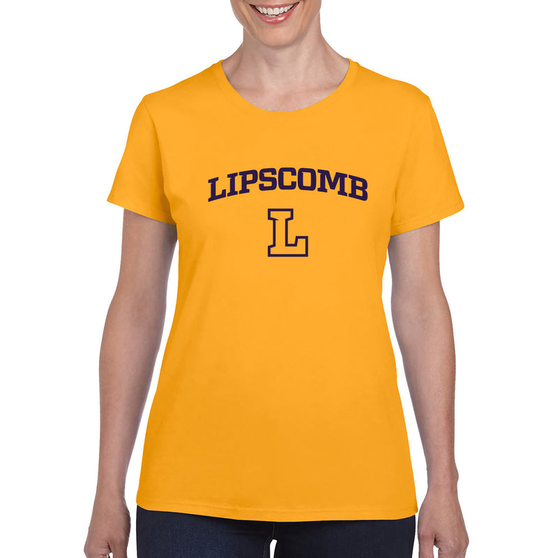 Lipscomb University Bisons Arch Logo Womens Short Sleeve T Shirt - Gold