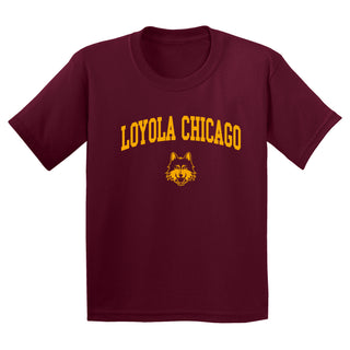 Loyola Chicago Ramblers Arch Logo Youth T Shirt - Maroon