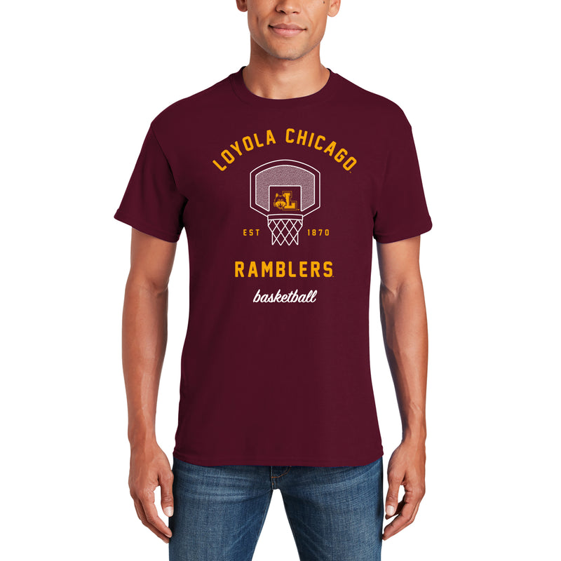 Loyola University Chicago Rambler Basketball Net T Shirt - Maroon