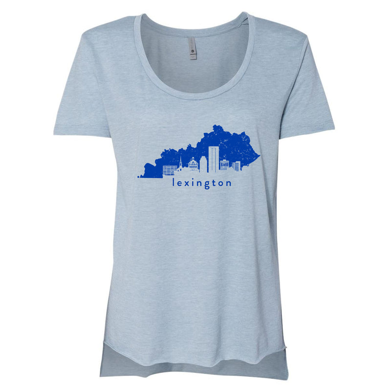 Lexington Kentucky Skyline Women's Festival Scoopneck - Stonewash Denim