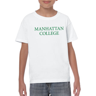 Manhattan College Jaspers Basic Block Short Sleeve Youth T Shirt - White