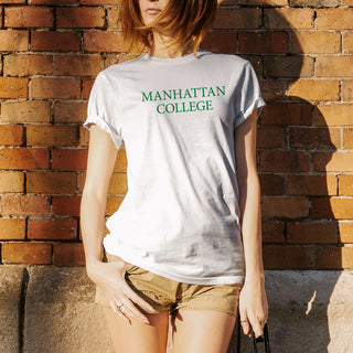 Manhattan College Jaspers Basic Block Short Sleeve T Shirt - White