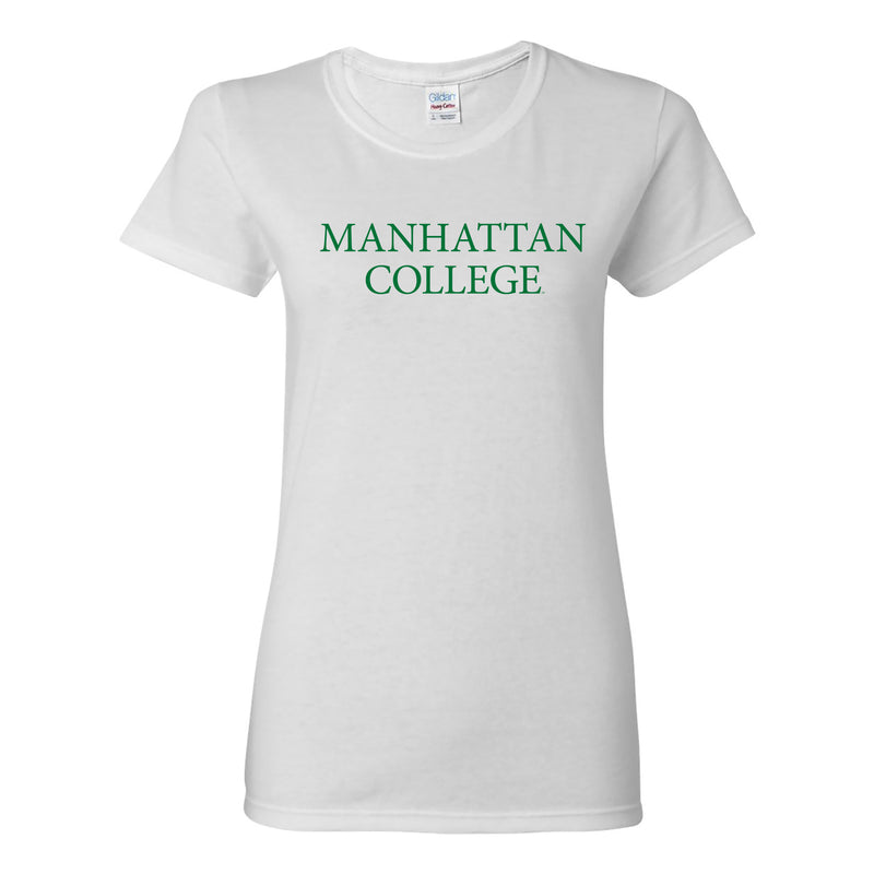 Manhattan College Jaspers Basic Block Short Sleeve Womens T Shirt - White