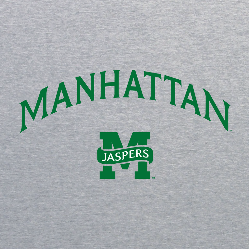 Manhattan College Jaspers Arch Logo Short Sleeve T Shirt - Sport Grey