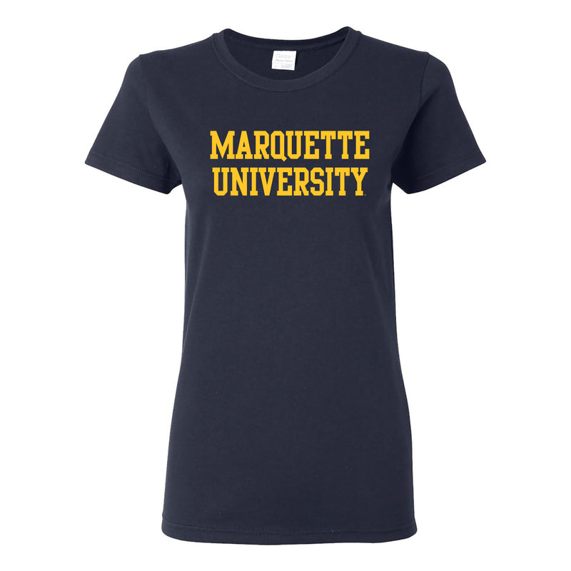 Marquette Golden Eagles Basic Block Womens Short Sleeve T Shirt - Navy