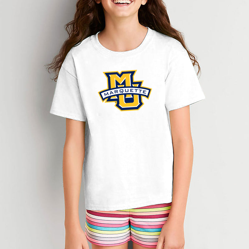 Marquette University Golden Eagles Primary Logo Youth T-Shirt - White