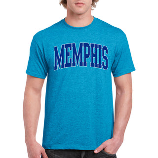 Memphis Tigers Mega Arch T-Shirt - Heather Sapphire