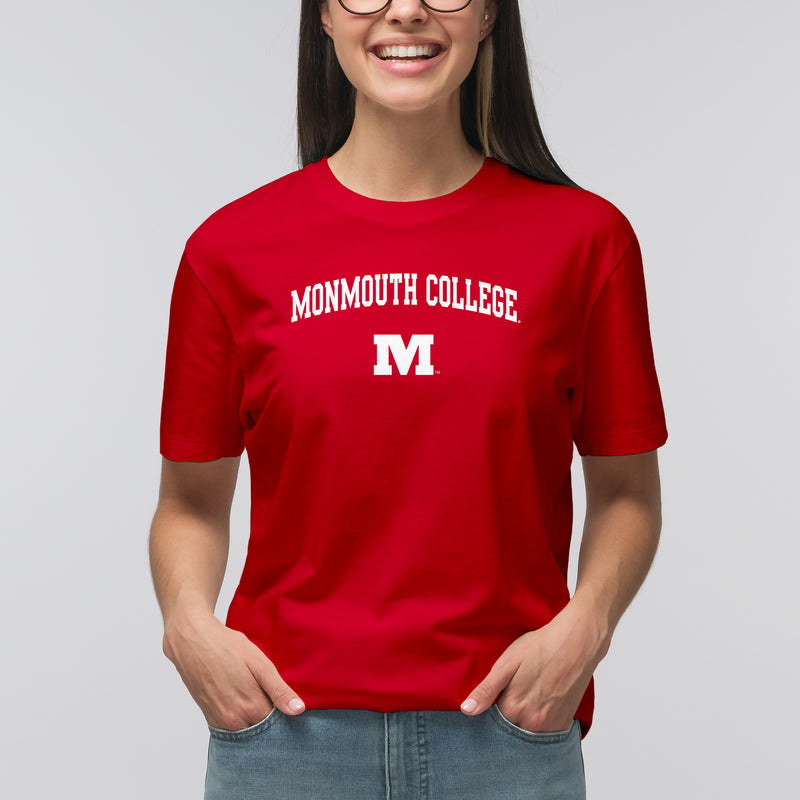 Monmouth College Fighting Scots Arch Logo Short Sleeve T Shirt - Red