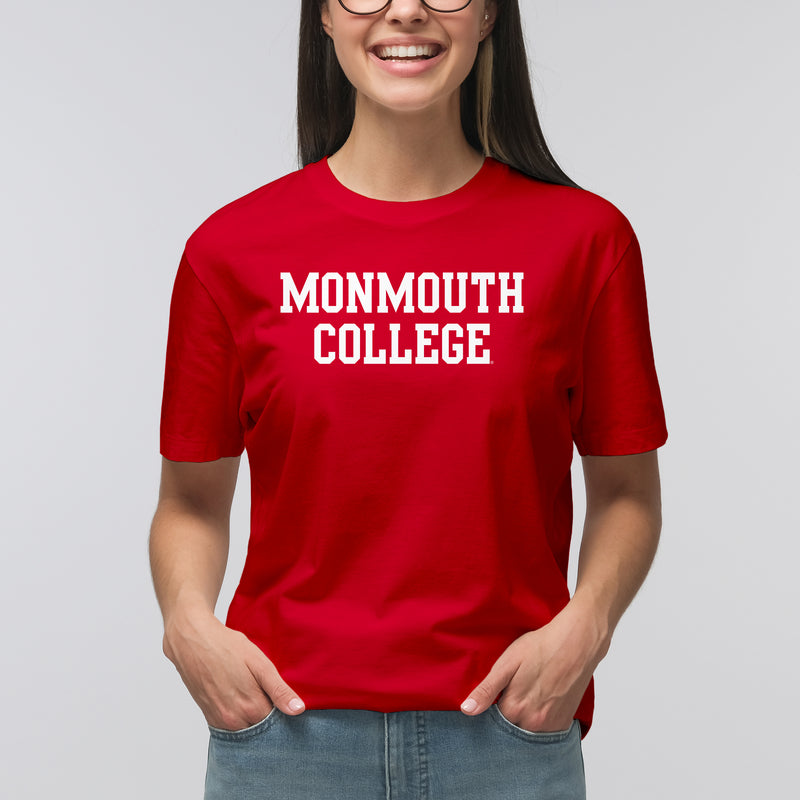 Monmouth College Fighting Scots Basic Block Short Sleeve T Shirt - Red