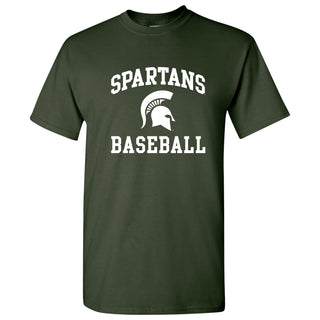 Michigan State University Spartans Arch Logo Baseball Baseball Short Sleeve T Shirt - Forest