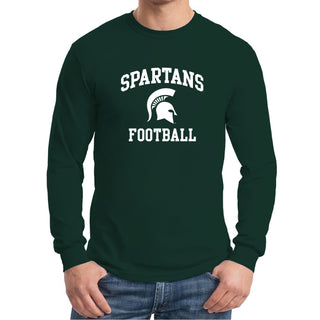 Michigan State University Spartans Arch Logo Football Long Sleeve T Shirt - Forest