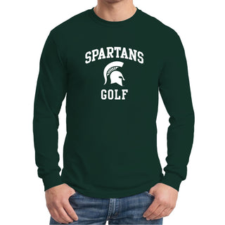 Michigan State University Spartans Arch Logo Golf Long Sleeve T Shirt - Forest