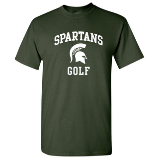 Michigan State University Spartans Arch Logo Golf Short Sleeve T Shirt - Forest