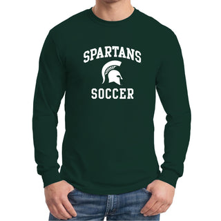 Michigan State University Spartans Arch Logo Soccer Long Sleeve T Shirt - Forest