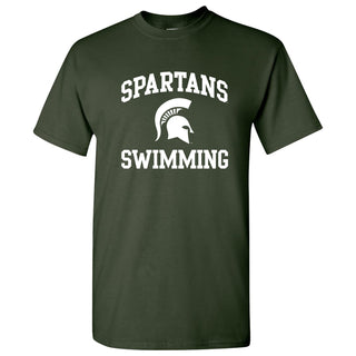 Michigan State University Spartans Arch Logo Swimming Short Sleeve T Shirt - Forest