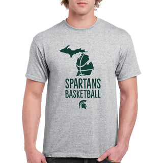 Michigan State University Spartans Basketball Brush State Short Sleeve T Shirt - Sport Grey