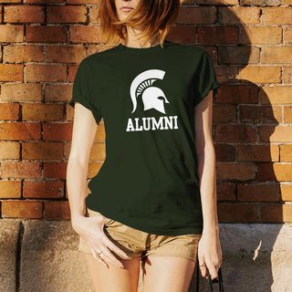 Michigan State University Spartans Primary Logo Alumni Basic Cotton Short Sleeve T Shirt - Forest