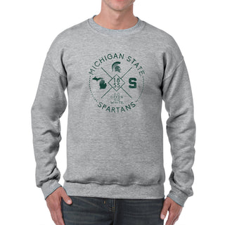 Michigan State University Spartans Identity Stamp Heavy Blend Crewneck - Sport Grey