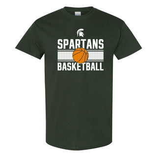 Michigan State University Spartans Basketball Mesh Basic Cotton Short Sleeve T Shirt - Forest