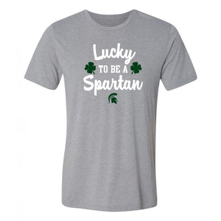 Michigan State Spartans Lucky to be a Spartan Triblend T Shirt - Athletic Grey