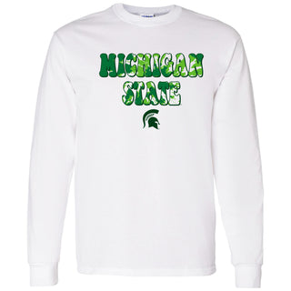 MSU Tie Dye Type Long Sleeve - White