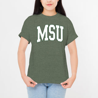 Michigan State University Spartans Mega Arch T-Shirt - Heather Military