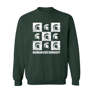 Michigan State Spartans Checkerbox Crewneck Sweatshirt - Forest