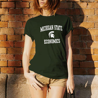 Michigan State University Spartans Arch Logo Economics Short Sleeve T-Shirt - Forest