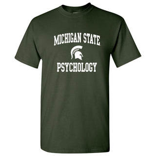 Michigan State University Spartans Arch Logo Psychology Short Sleeve T-Shirt - Forest