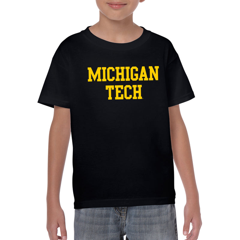 Michigan Technological University Huskies Basic Block Cotton Youth T-Shirt - Black