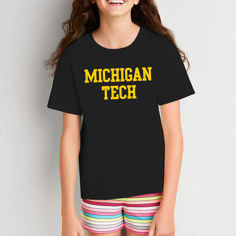 Michigan Technological University Huskies Basic Block Cotton Youth T-Shirt - Black